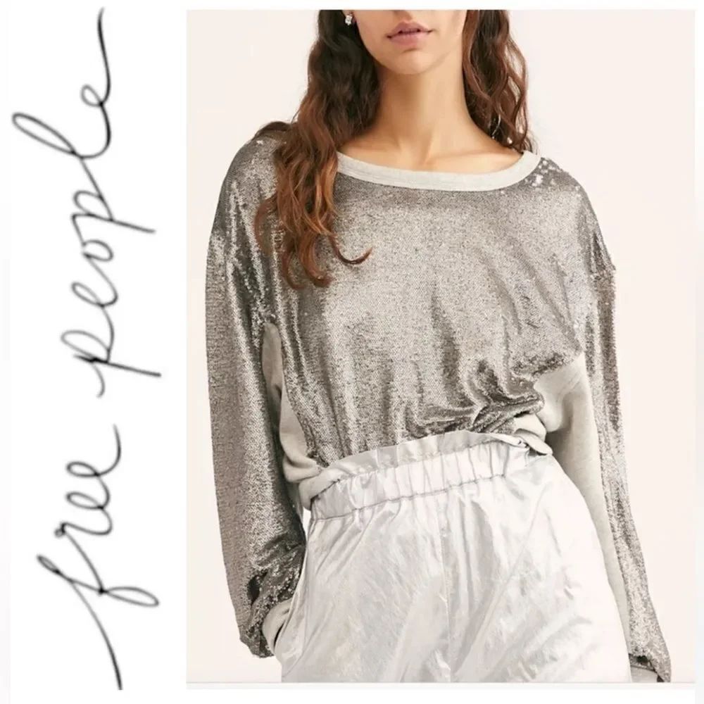 Free People Rise & Shine Sequin Sweatshirt